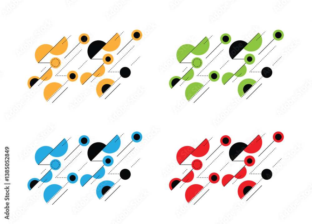 Poster Technology Engineering Design Element Half Circles and Circles Line Art. Graphic design elements and resources vector art