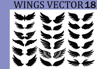Shadow Wings Vector Set &ndash; Gothic-Inspired Black Feathers. black wings vector set.