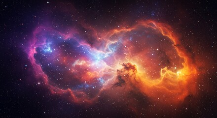 Obraz premium Cosmic Embrace: Crimson and Azure AI Generated