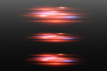 Red abstract neon light lines. Flash of a laser beam.