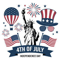 4th of July Independence Day Icons  A Patriotic USA Celebration 

