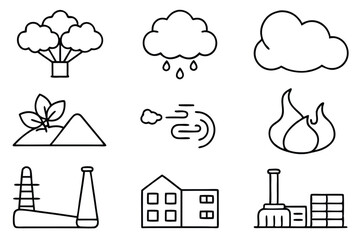 Clean Air Line Art Illustration Creative Drawing for Sustainability Concept 