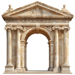 Naklejka premium The grand entrance arch of an ancient Greek amphitheater, isolated on transparent background.