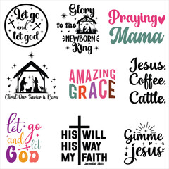 Obraz premium Christian Faith T-shirt Design Collection Featuring Bible Verse Typography