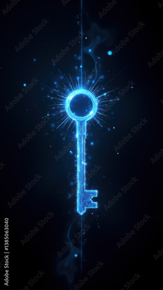 Poster cinematic key graphic representing cybersecurity and internet security concepts with a futuristic de