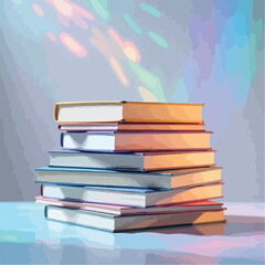 stack of colorful books