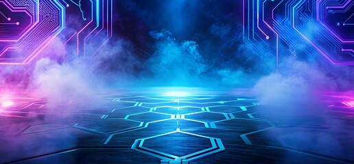 Futuristic Neon Tech Background | Sci-Fi Digital Circuit Wallpaper