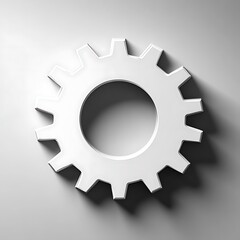 White gear cog mechanism, 3D render, studio backdrop, industrial design