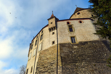 Obraz premium Schloss Oron im Bezirk Lavaux-Oron des Kantons Waadt (Schweiz)