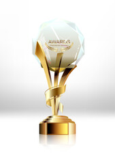 Transparent Realistic Blank Vector Acrylic Glass Trophy Award