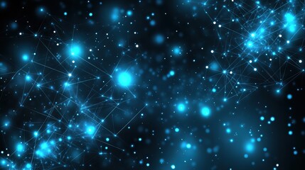 Abstract network graphic, cosmos, connected, glowing points