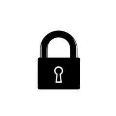 Closed padlock icon on white background, security concept