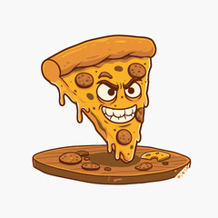 pizza slice illustration concept in cartoon style