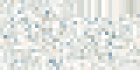 Abstract square pixels vector texture in light neutral colors. Geometric gray and beige mosaic background. Mosaic vector texture. Pixel abstract grey pattern. Bg design. Pixelated horizontal backdrop