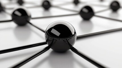 Black Sphere Network on White Background