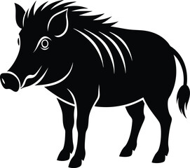 warthog silhouette vector art illustration