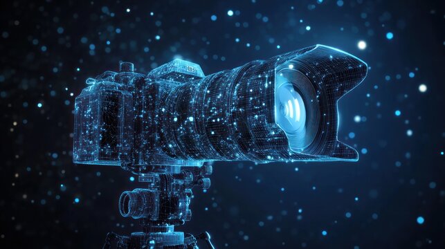 Digital camera with lens in futuristic style