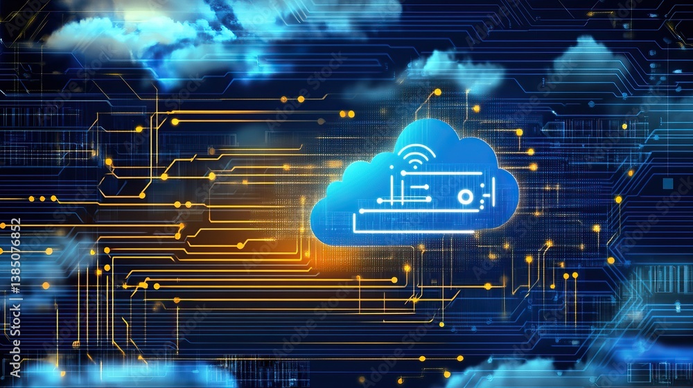 Aufkleber cloud computing circuit board technology background