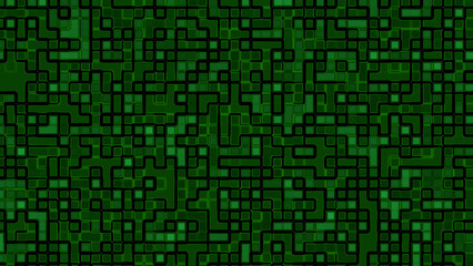 Intricate geometric maze pattern with dark green texture design
