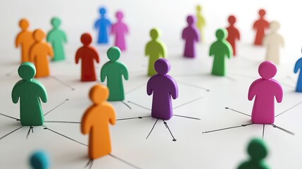 Colorful figures networked on white background