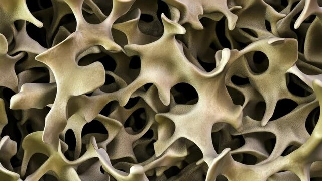 Intricate structure of healthy bone tissue viewed under a microscope in a laboratory setting