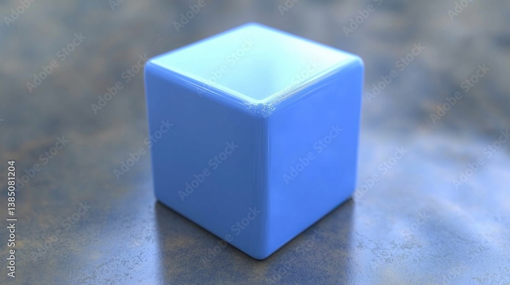 Poster blue cube situated on a table creating a modern 3d design element that enhances interior spaces with