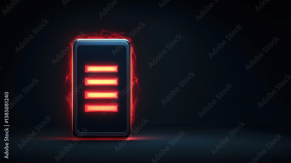 Poster smartphone displaying a red light with a charging effect highlighting innovative technology and mode