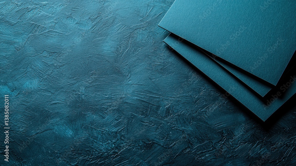 Poster blue paper placed on a blue background creating a harmonious visual effect for abstract ui cards lay