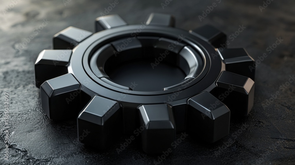 Poster abstract black gear wheel representing mechanical engineering and technology on a plain background i