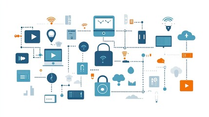 Connected digital devices network graphic