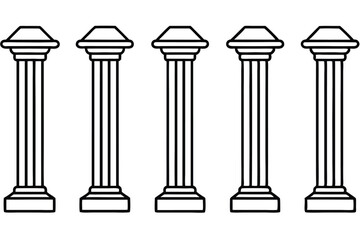 Colonnade Line Art Illustration Simple Design for Architectural Artwork 