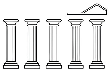 Colonnade Line Art Illustration Simple Design for Architectural Artwork
