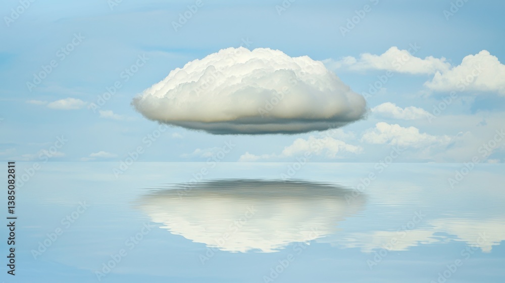 Poster dreamy cloud floating gently on the surface of water creating a serene and reflective scene of tranq