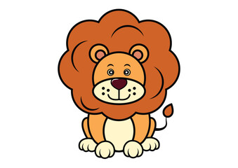 Happy cute cartoon Lion isolated on white background