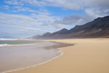 paradise beach of cofete, Fuerteventura, Canary Islands, Spain. incredible natural site.