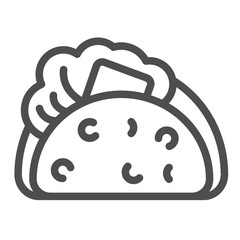 Shawarma with salad and cheese line icon, culinary cooking concept. Vector graphics. Fried pastry dough with meat, food sign on white background, outline style icon for mobile or web design.