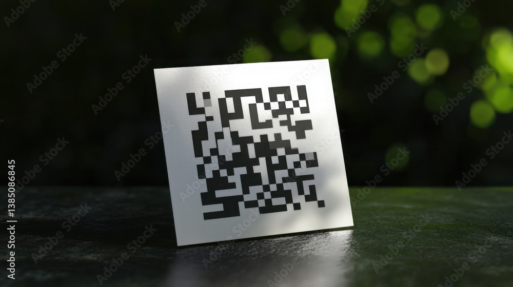 Poster qr code displayed on a wooden table for scanning with a smartphone or other mobile devices for quick