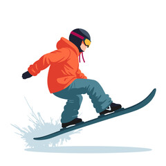 Obraz premium Snowboarder performing a jump against a snowy background 