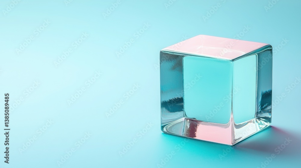 Aufkleber a clear glass cube sitting on a smooth blue background symbolizing data analytics and modern technol