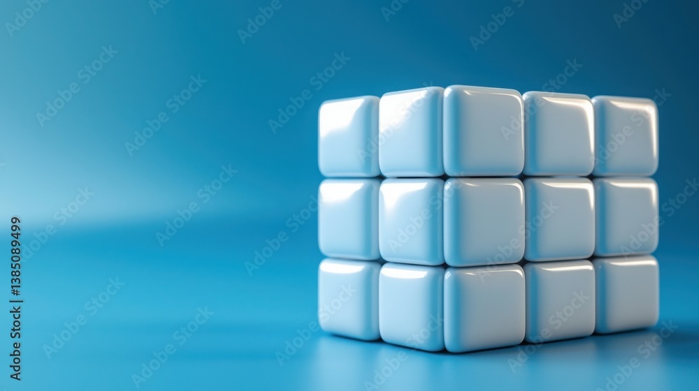 Poster a simple yet elegant white cube on a smooth surface representing purity and minimalism in design and
