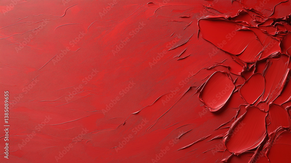 Poster vibrant red textured surface with abstract patterns and depth