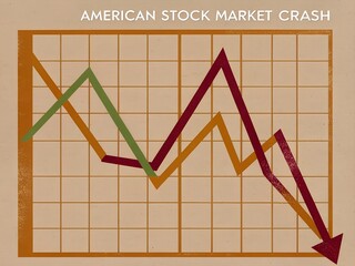 Illustration of a chart of the american stock market crash