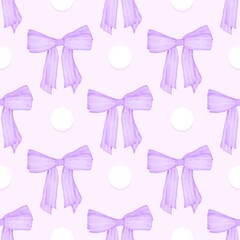 seamless pattern with purple rinbon bow