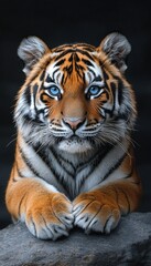 Fototapeta premium Majestic Tiger with Striking Blue Eyes