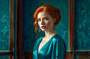 woman in green dress