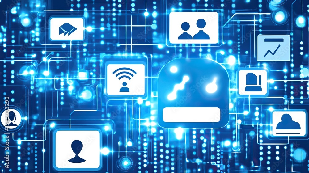 Poster digital network graphic showing interconnected user icons