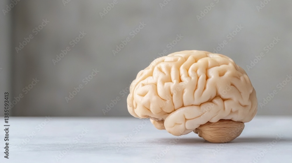 Poster close-up image of a human brain representing mindset shift infographic and cognitive development