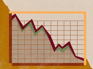Illustration of a chart of the American stock market crash 