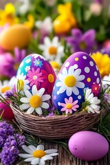 Fototapeta premium Colorful Easter Eggs in Nest