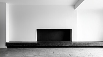 Minimalist interior design featuring a sleek fireplace and spacious layout in modern living area